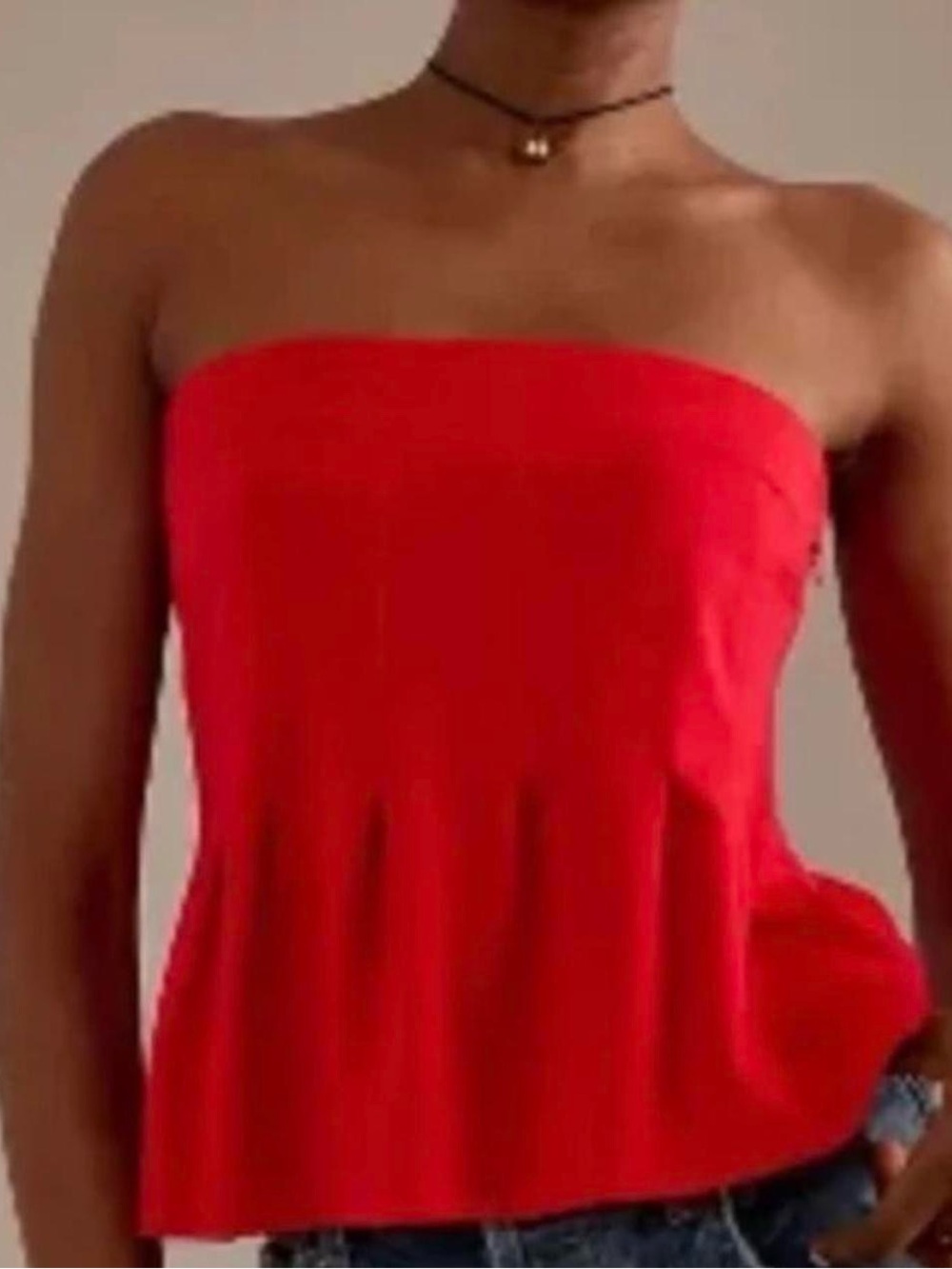 red ruffled strapless tube top - maeve by anthropologie